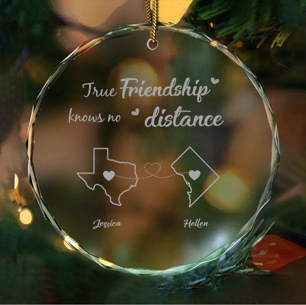 Personalized Friendship Ornament or Cup or Poster or Keychain or Plaque - True Friendship Knows No Distance-Distance Friends