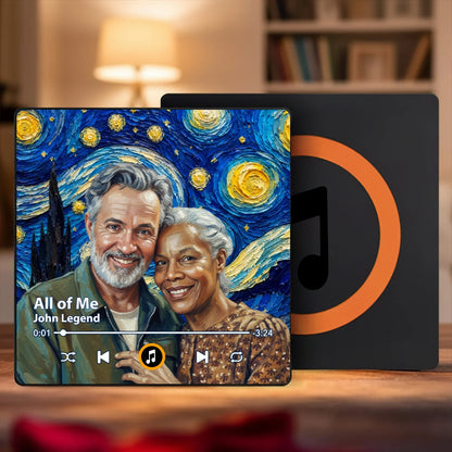 Acrylic Music Magnet With Starry Couple Art, Personalized Unique Gift for Husband & Wife