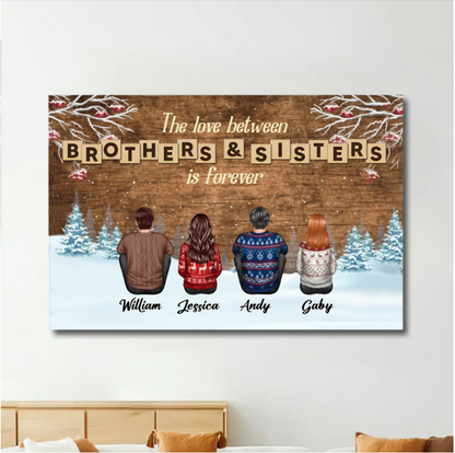 Christmas Love Between Brothers & Sisters Personalized Ornament or Poster or Keychain or Plaque