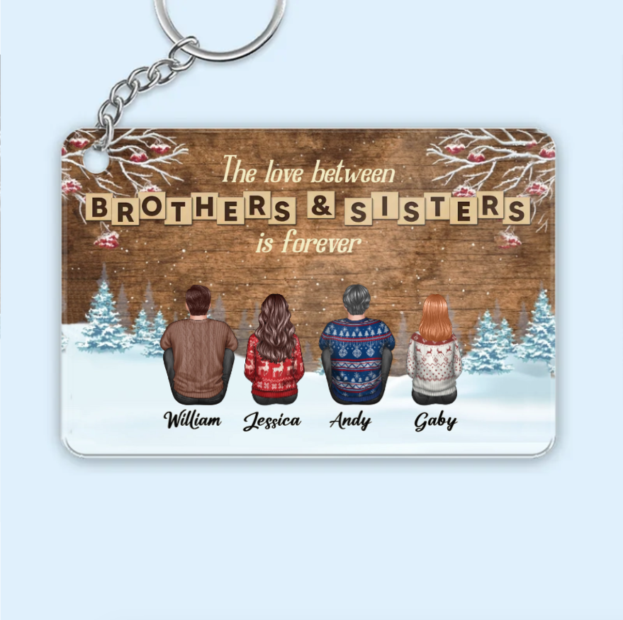 Christmas Love Between Brothers & Sisters Personalized Ornament or Poster or Keychain or Plaque