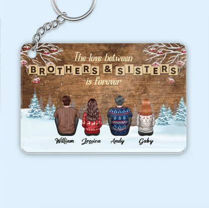 Christmas Love Between Brothers & Sisters Personalized Ornament or Poster or Keychain or Plaque