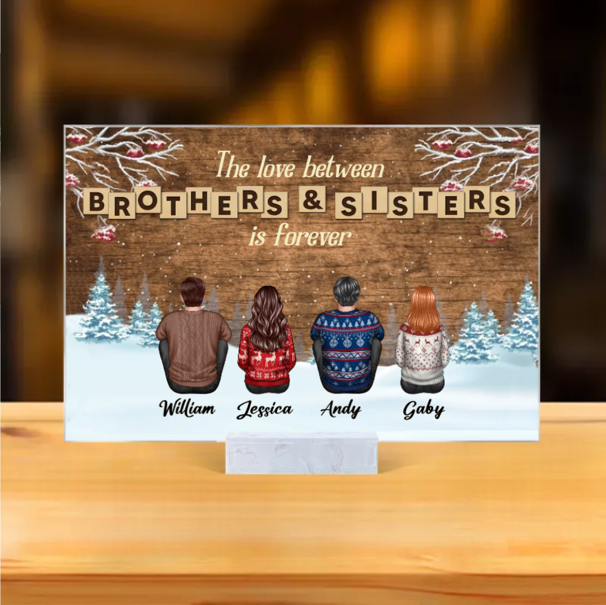 Christmas Love Between Brothers & Sisters Personalized Ornament or Poster or Keychain or Plaque