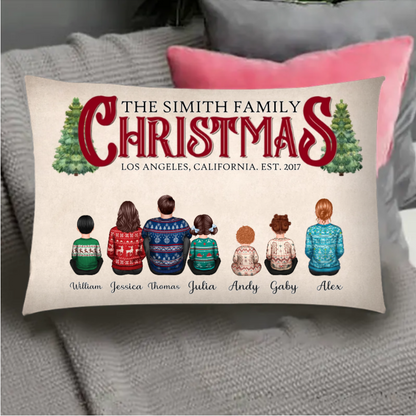 Christmas Family Sitting Together Personalized Poster, Christmas Decoration