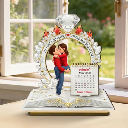 Personalized 2-Layer Wooden Plaque Kissing Couple with Ring Design for Bedroom Decor, Unique Anniversary Gift for Him or Her