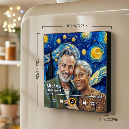 Acrylic Music Magnet With Starry Couple Art, Personalized Unique Gift for Husband & Wife