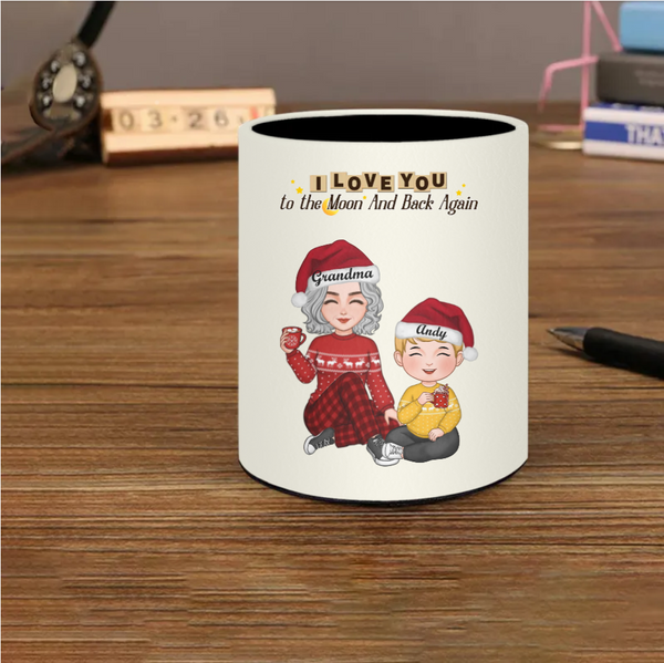 Cute Grandma Granddaughter Grandson Crossed Leg Personalized Stationery or Ornament or Keychain or Plaque or Piggy Bank or Lamp or Cup