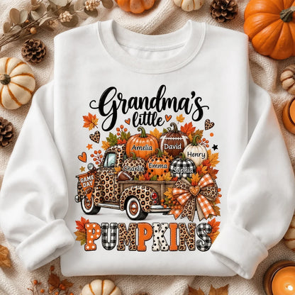 Personalized Classic Tee, Grandma's Little Pumpkins Fall Football Design, Unique Game Day Gift for Grandma