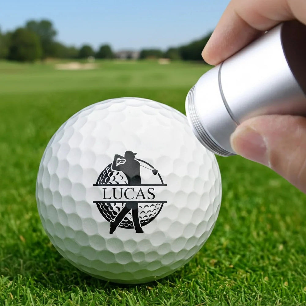 Personalized Golf Gift Set - Matching Embroidered Towel and Golf Ball Stamp with Custom Designs