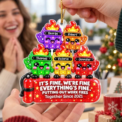 Personalized Acrylic Ornament, It's Fine Office Humor for the Christmas Tree, Unique Gift for Coworkers