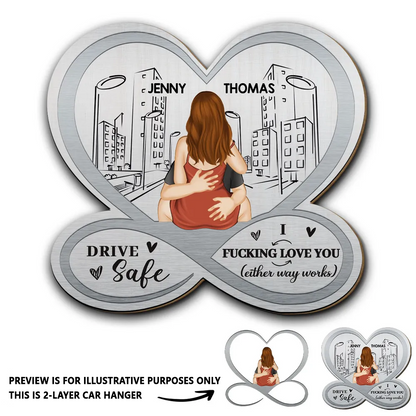 Car Visor Clip with Drive Safe Couple Art, Creative Gift for Boyfriend, Girlfriend or Spouse