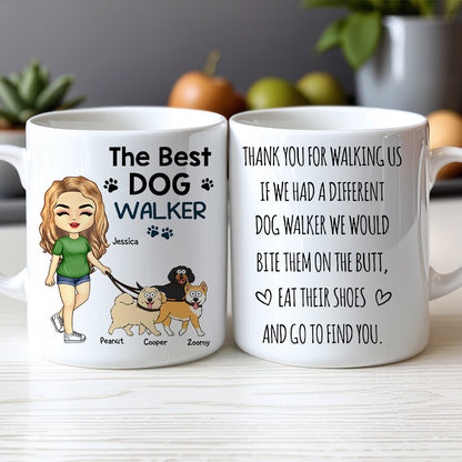 Thank You for Walking Me – Hilarious Personalized White Ceramic Mug for Dog Walkers, Customizable with Dog, Perfect Gift for Pet Lovers