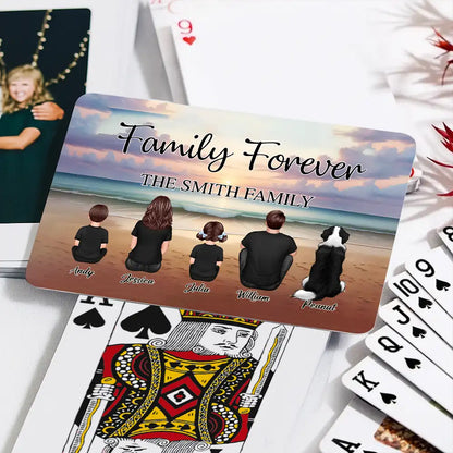 Family Forever Beach Back-View Personalized Playing Cards – Creative Gift for Siblings & Friends