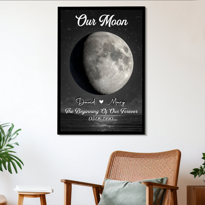Personalized Our Moon Poster Custom Night Sky Wall Art, Romantic Keepsake Decor, Unique Gift for Couple