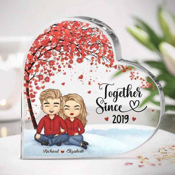 Custom Heart Acrylic Plaque with Cherished Moments 'Together Since' inscription - Perfect Anniversary & Valentine's Gift for Spouses2