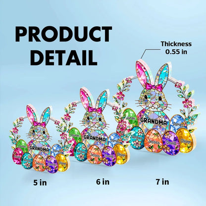 Personalized Bunny Grandma Shaped Acrylic Block Plaque, Spring Shelf Decor, Unique Easter Gift for Grandma