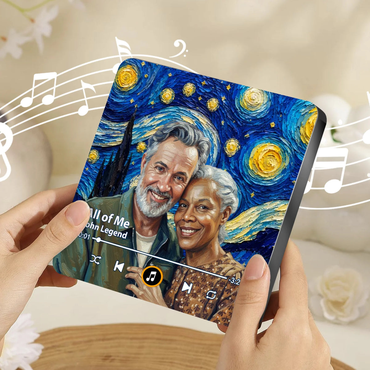 Acrylic Music Magnet With Starry Couple Art, Personalized Unique Gift for Husband & Wife