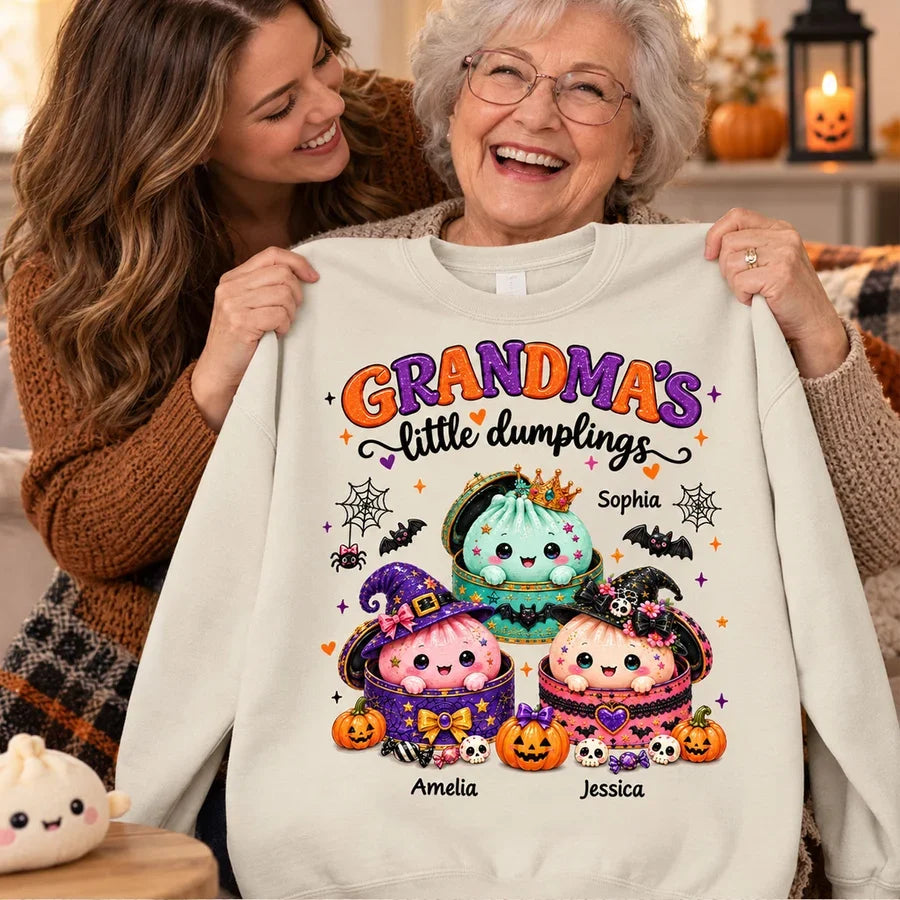 Personalized Grandma's Little Dumplings Classic Tee, Cute Halloween Illustration, Unique Gift for Grandma