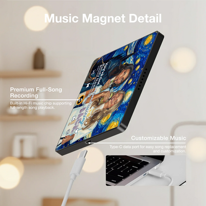 Personalized Acrylic Music Magnet, Custom Photo Song Design for Friend, Unique Gift with Starry Art