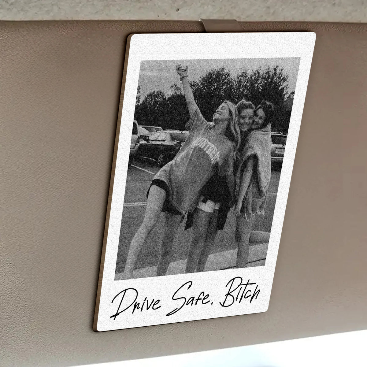 Personalized Wooden Car Visor Clip Polaroid-Style Photo Keepsake for Best Friends, Cute Travel Companion Unique Gift