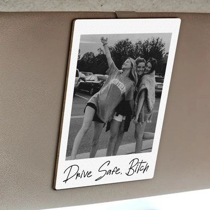 Personalized Wooden Car Visor Clip Polaroid-Style Photo Keepsake for Best Friends, Cute Travel Companion Unique Gift