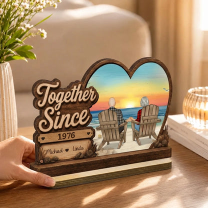 Personalized You & Me Wooden Plaque, Ocean Sunset Couple Gift for Anniversary or Home Decor