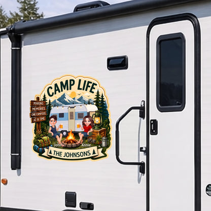 Personalized Camp Life RV Decal, Custom Couple & Family Camper Sticker, Camping Memories Gift