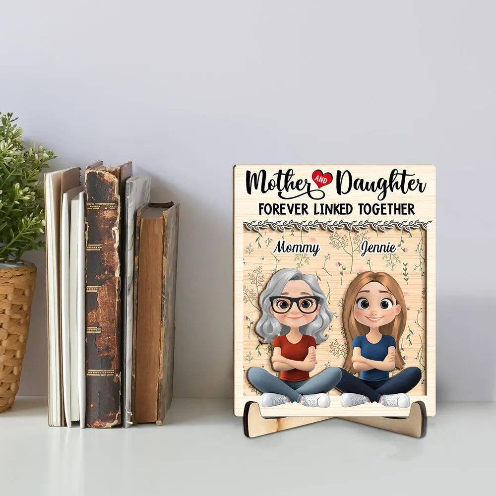 Personalized Family Plaque – Custom Wooden Decor for Mom & Daughters