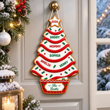 Family Keepsake Wooden Sign, Personalized Christmas Tree Decor, Creative Gift for Mom, Dad & Grandparents