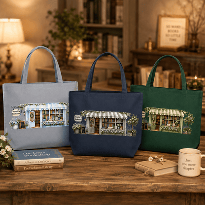 Personalized Bookstore Corduroy Tote Bag, Custom Name Floral Bookshop Bag, Unique Gift for Book Lovers