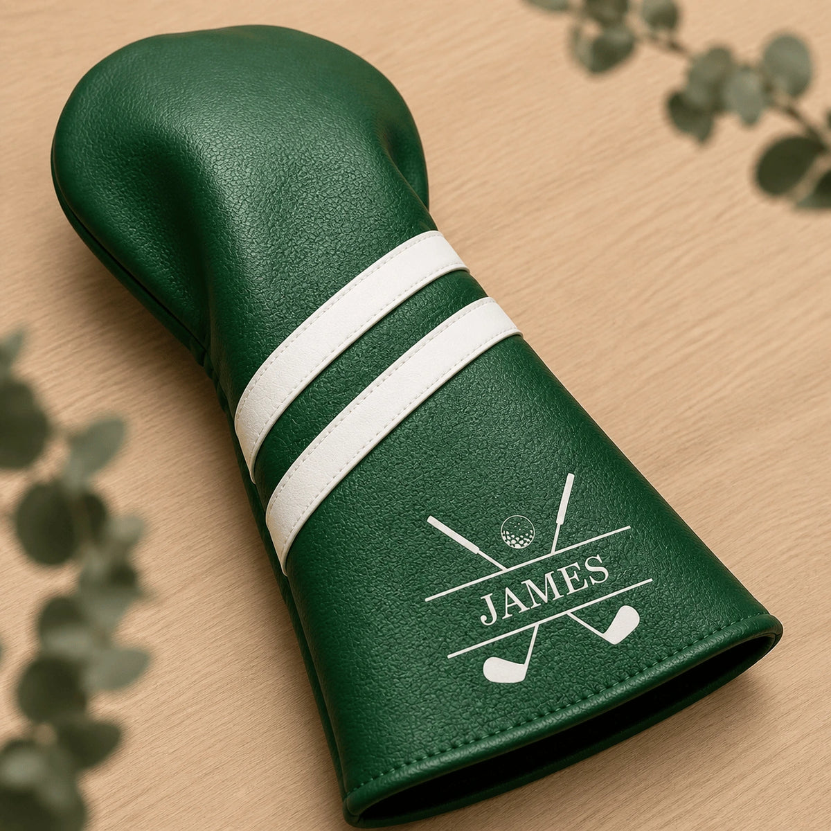 Personalized  Leather Golf Club Headcover, Green or White Monogram Design, Unique Gift for Golfers