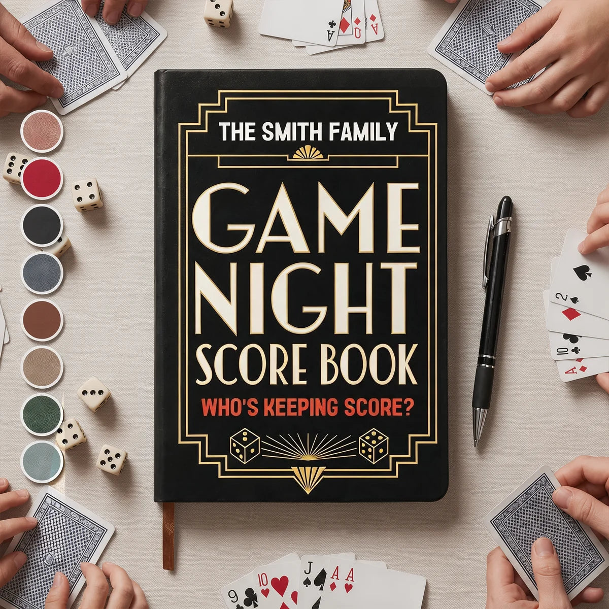 Leather Journal, Personalized Family Game Night Log for Shared Memories, Creative Gift for Game Lovers