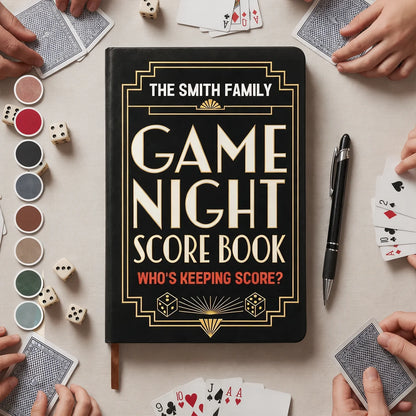 Leather Journal, Personalized Family Game Night Log for Shared Memories, Creative Gift for Game Lovers