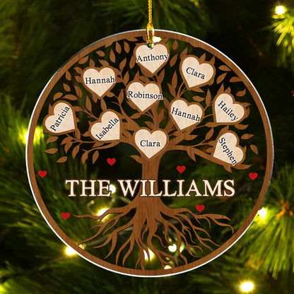 Personalized Acrylic Ornament, Hanging Family Love Tree With Heart Leaves, Unique Creative Gift for Family