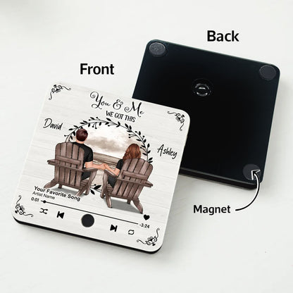 Romantic Fridge Magnet for Couples – Customized Names, Song, and Scenic Design