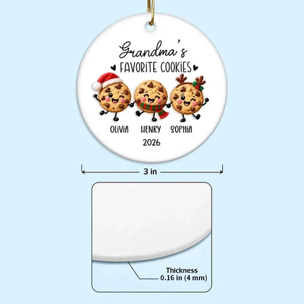 Personalized Ceramic Ornament with Cookies Holding Hands, Unique Christmas Tree Gift for Grandma
