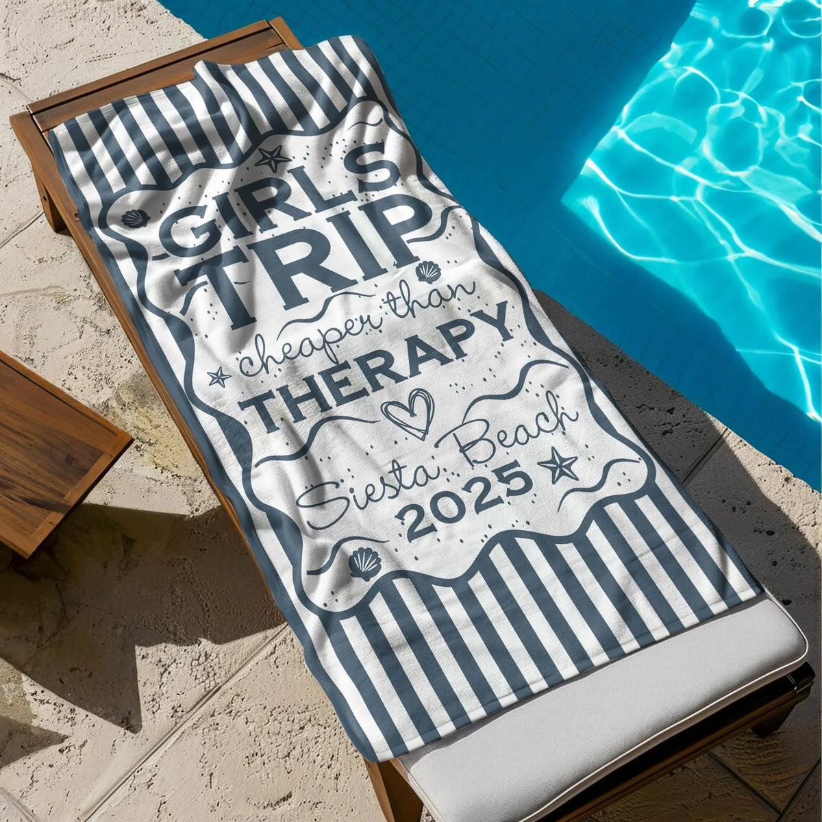 Personalized Girls Trip Beach Towel, Custom Besties Trip Design for Beach Days, Unique Colorful Gift for Friends