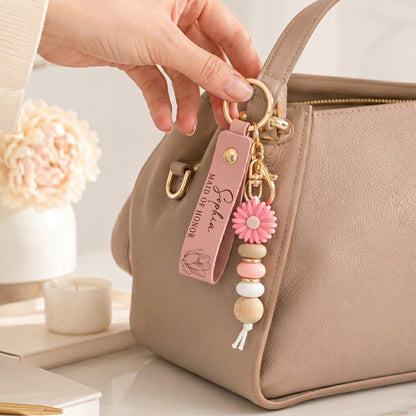 Daisy Keychain For Bridesmaid & Maid Of Honor, Creative Wedding Party Gift With Pastel Floral Style