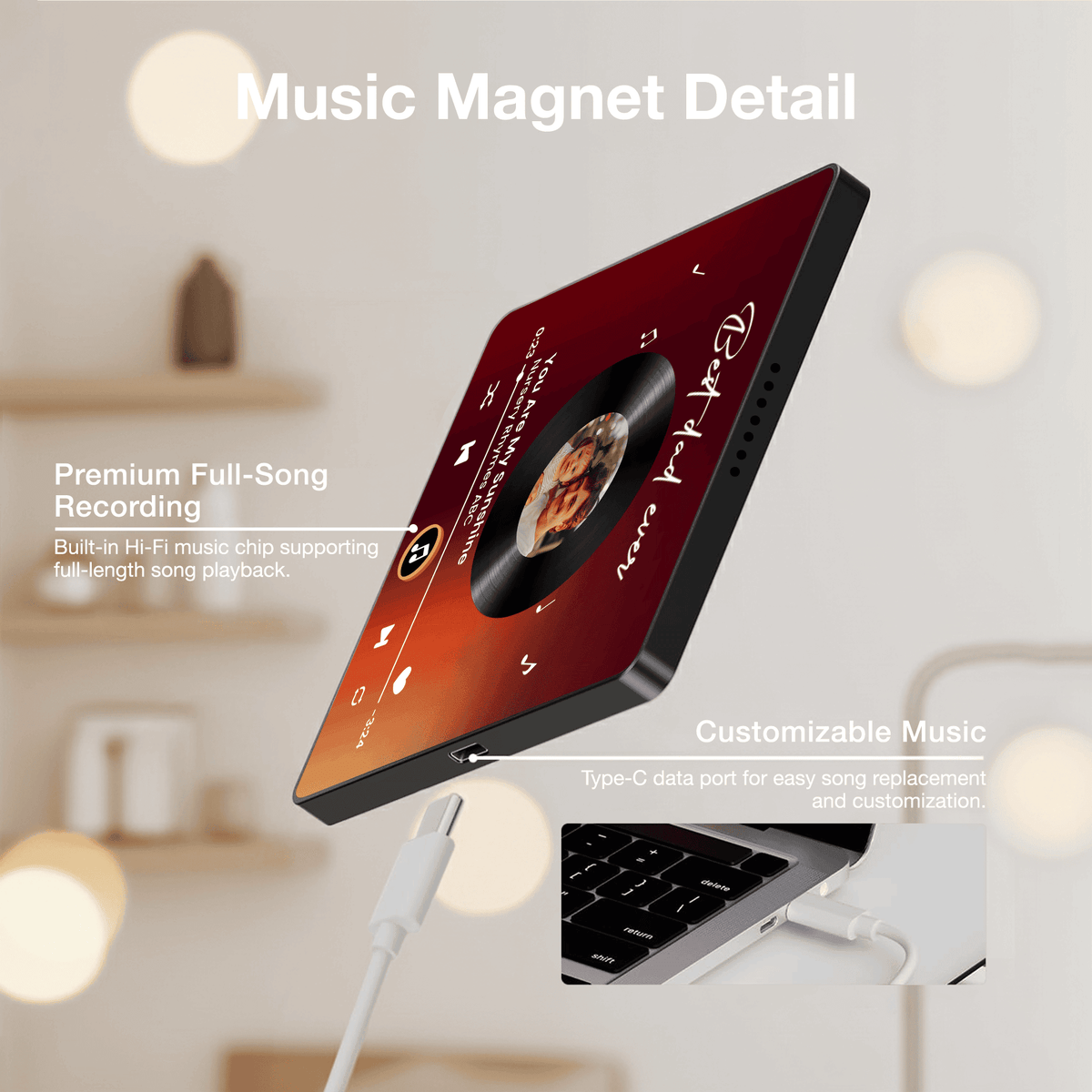 Personalized Acrylic Music Magnet With Photo & Song Look, Best Dad Ever Fridge Decor, Unique Father's Day Gift