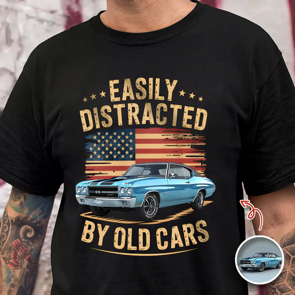 Personalized Classic Tee With Old Cars Graphic, Vintage Auto Humor Unique Gift for Car Guy