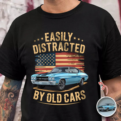 Personalized Classic Tee With Old Cars Graphic, Vintage Auto Humor Unique Gift for Car Guy