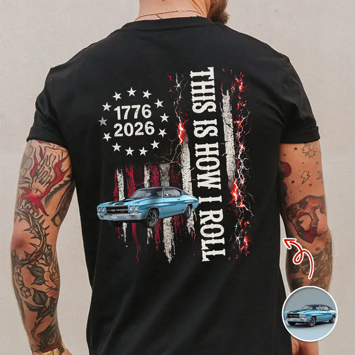 Custom Car Photo Classic Tee, I'm Not Old I'm Classic Patriotic Back Print, Unique Gift for Car Lover