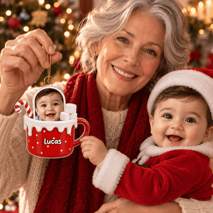 Personalized Photo Christmas Ornament, Choose Your Festive Character Design, Custom Name Keepsake Gift for Kids & Family