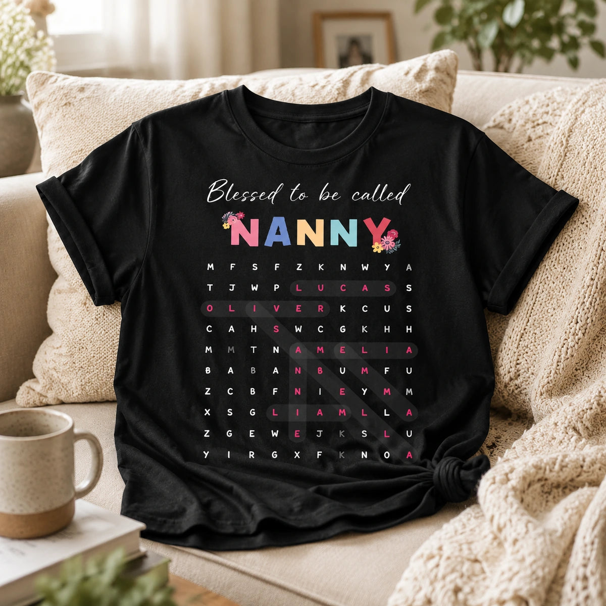 Blessed to Be Called Grandma Custom Shirt, Choose Grandma, Nana, Mimi or More, Personalized Family Name Gift