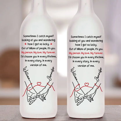 Custom Bottle Lamp With Soft Warm Light, Sweet 'How Lucky I Am' Message, Cozy Home Decor Accent, Thoughtful Gift for Her or Him