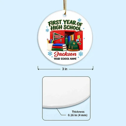 Personalized Ceramic Ornament, First Year of High School with Colorful Lockers, Unique Gift for Students
