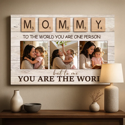 DoyoBest Personalized Custom Canvas Prints, Mother'S Day Canvas Prints with Your Photos, Personalized Gifts for Mom, Custom Poster with Frame, To The World You Are One Person Canvas(Mom-02)