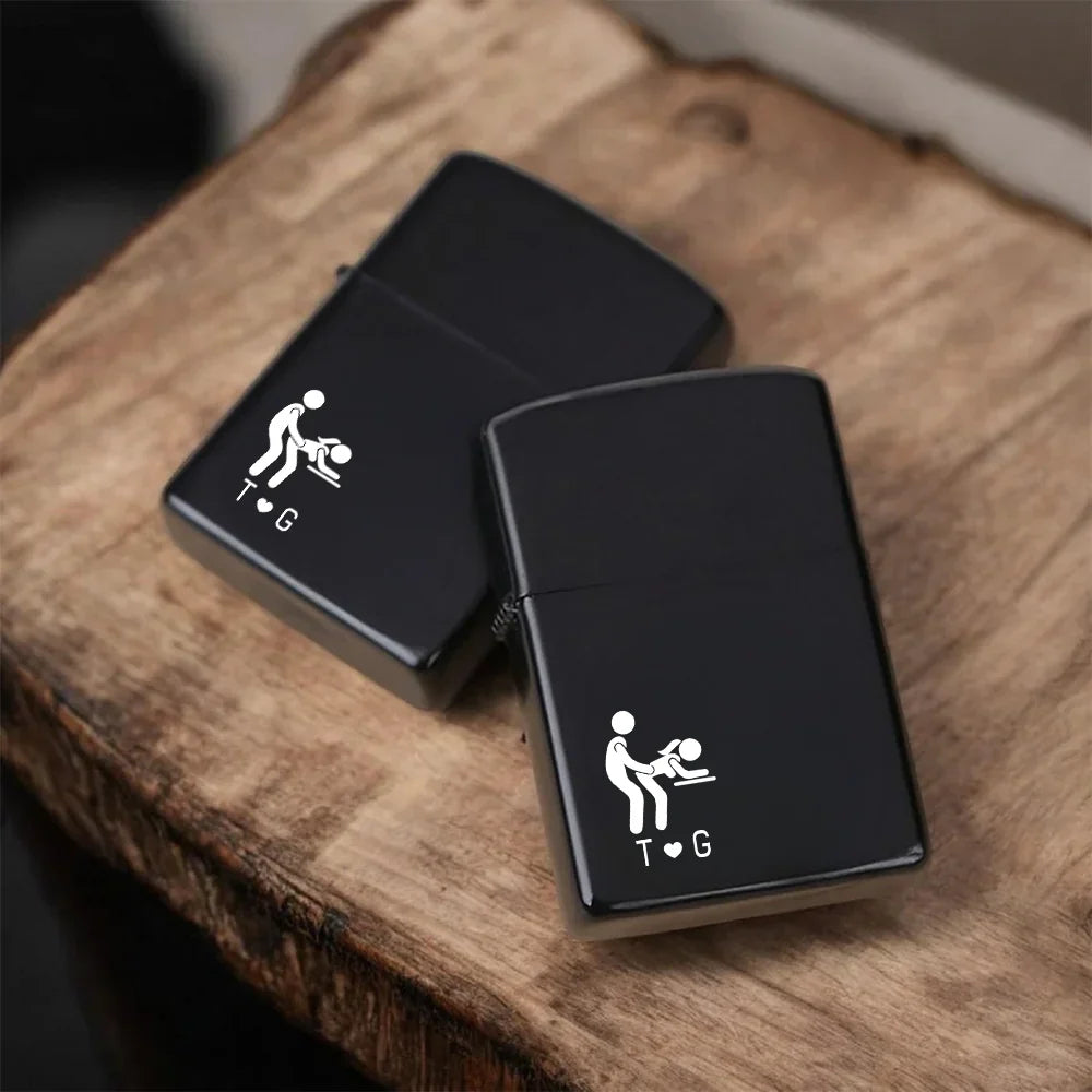 Personalized Metal Lighter with Playful Adult Couple Pose, Funny Keepsake and Creative Gift for a Partner