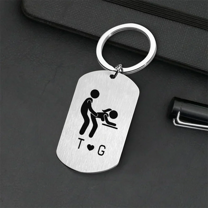 Personalized Metal Keychain with Intimate Couple Pose, Creative Romantic Keepsake Gift