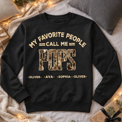 Personalized Sweatshirt with Camo Pop Pop Quote, Casual Unique Gift for Grandpa