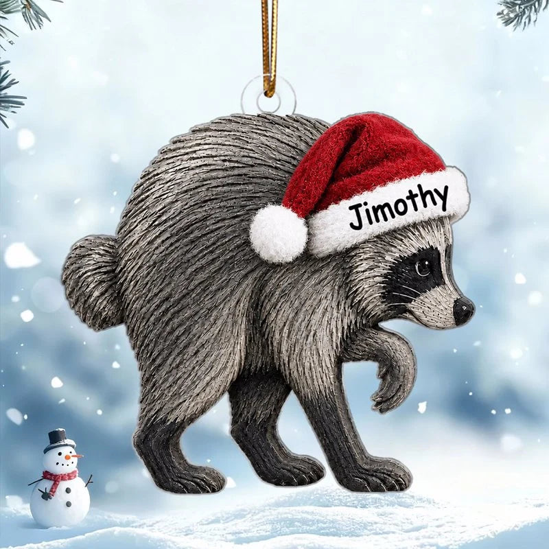 Viral Jimothy Raccoon Acrylic Ornament, Funny Santa Hat Christmas Tree Keepsake, Creative Gift for Animal Lovers